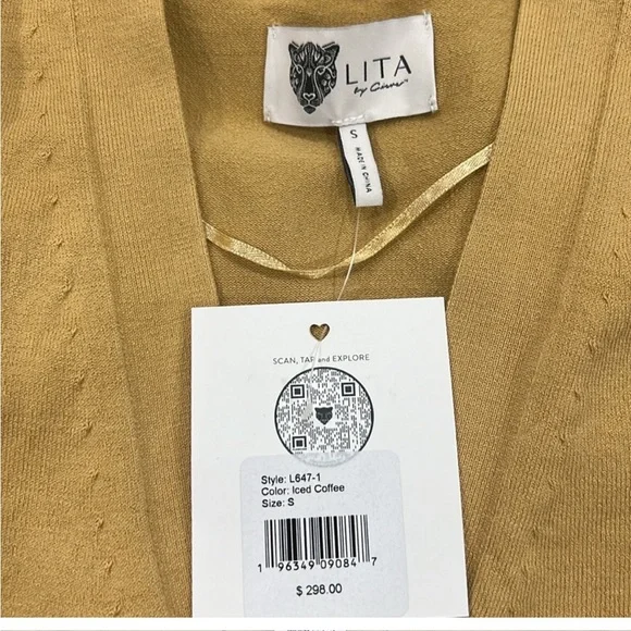 131. Revolve Lita by Ciara Long Duster Sweater Iced coffee various sizes